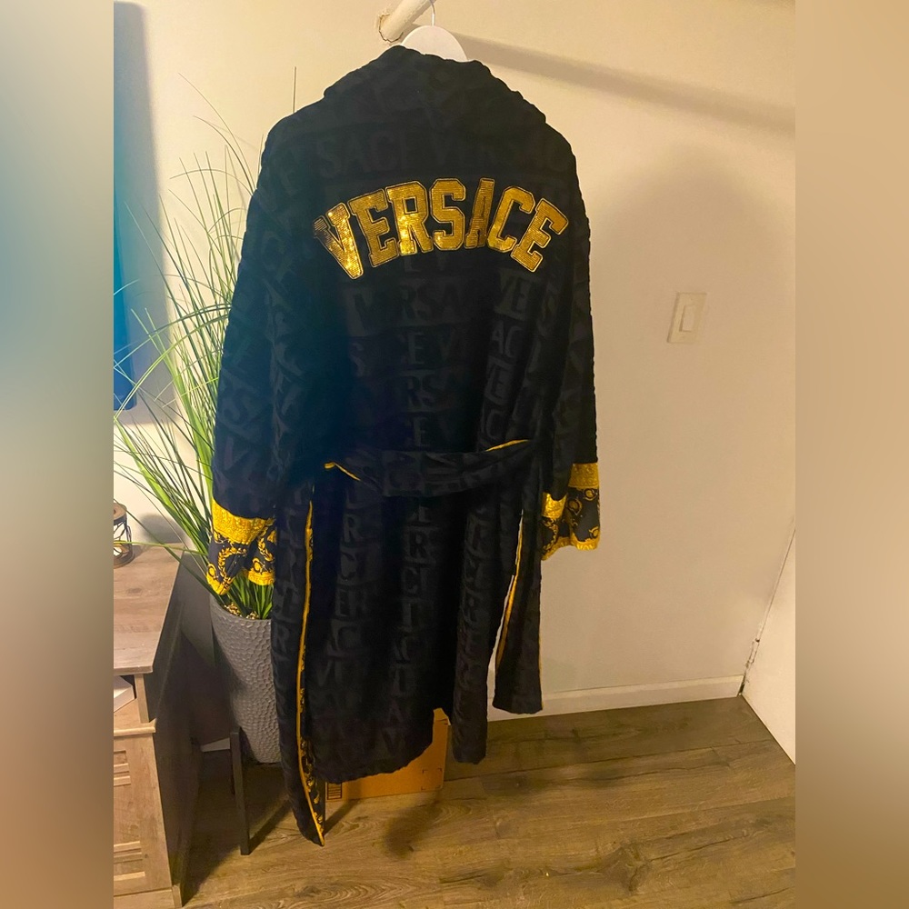 Versace robe w/ Versace across the back